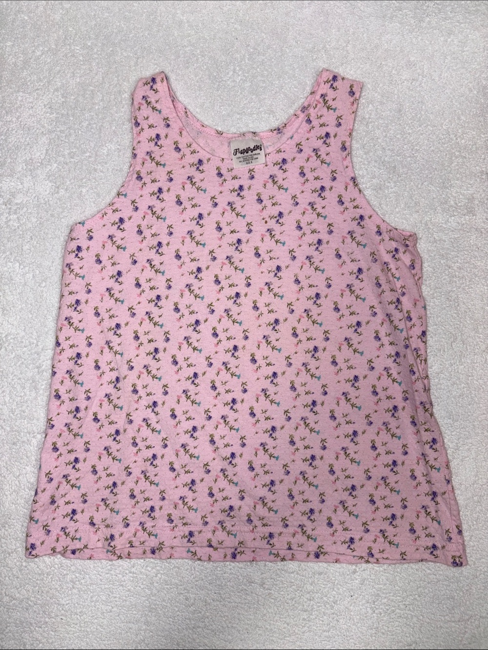 Flapdoodles vintage Pink Floral baby doll Tank Top USA size girls 8